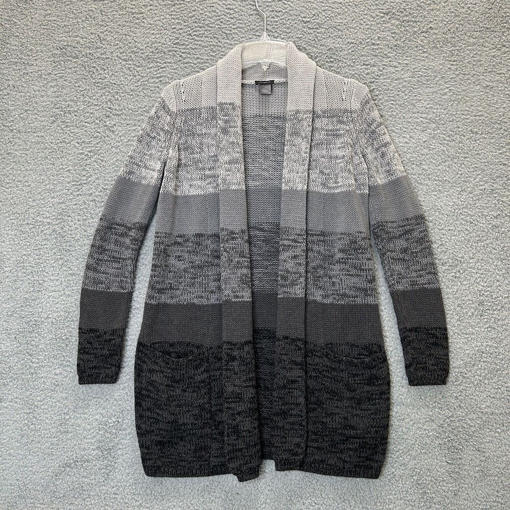 Ann Taylor Sweater Women XS Multi Hued Gray Oversized Open Long Cardigan Pocket